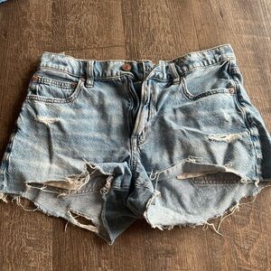 American Eagle Outfitters Light Blue Distressed Jean Shorts